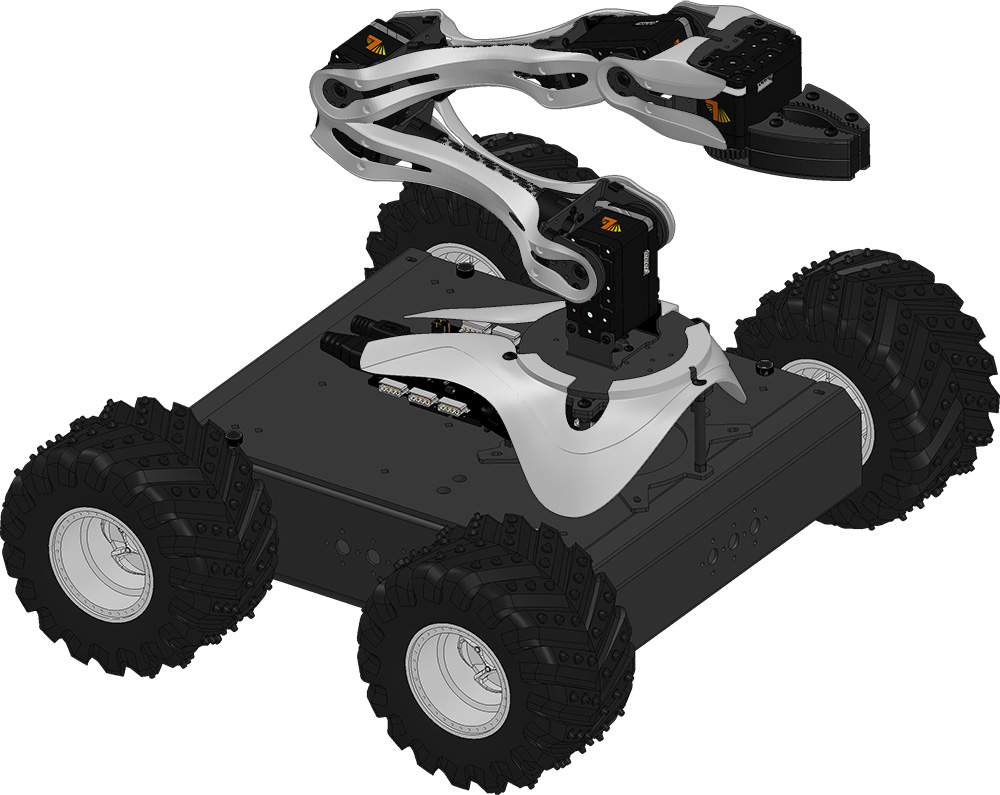 Lynxmotion 4DoF Smart Servo Arm A4WD1 Mobile Robot Rover
